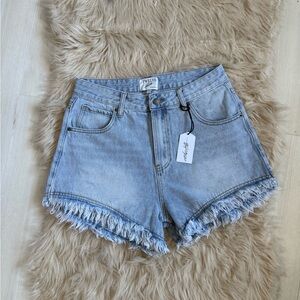 NWT Twelve by Ontweltfh Light Blue Frayed Denim Shorts